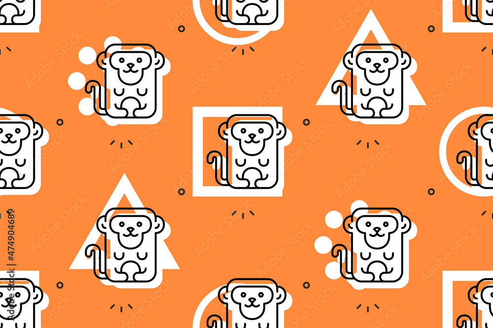 Poster seamless pattern with monkeys. icon design. template elements