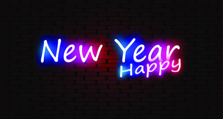 Fototapeta na wymiar neon sign happy new year
