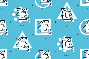 Seamless pattern with Sharks. Icon design. Template elements