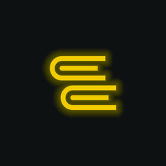 Books yellow glowing neon icon