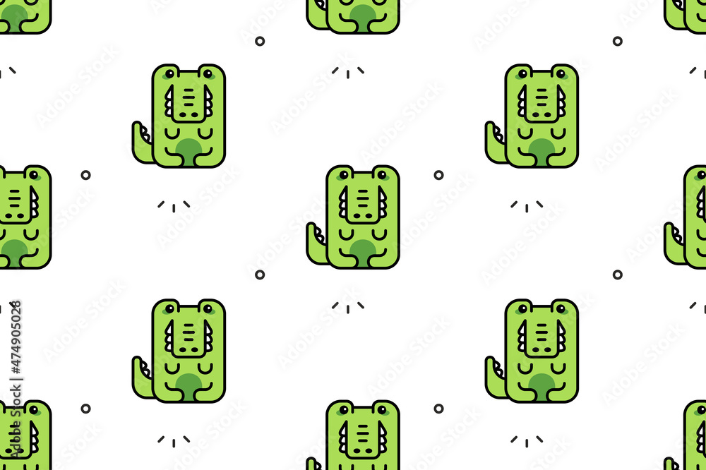 Poster seamless pattern with crocodiles. icon design. template elements