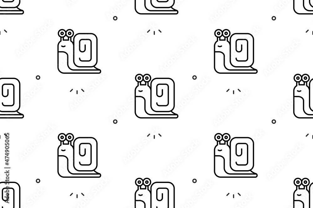 Poster seamless pattern with snails. icon design. template elements