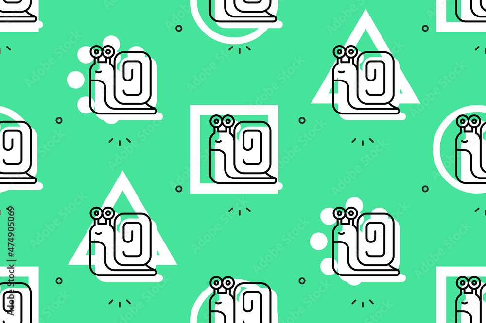 Poster seamless pattern with snails. icon design. template elements