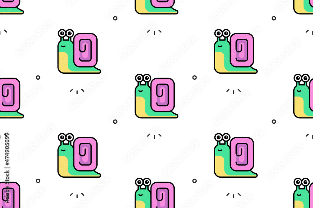 Poster seamless pattern with snails. icon design. template elements