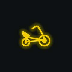 Bicycle yellow glowing neon icon