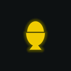 Boiled Egg yellow glowing neon icon