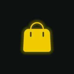 Big Hand Bag yellow glowing neon icon