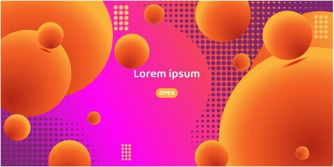 pink gradient background with orange 3D bubbles and halftones suitable for website,wallpaper,decoration