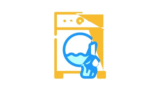 washing machine repair animated color icon washing machine repair sign. isolated on white background