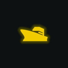 Battleship yellow glowing neon icon