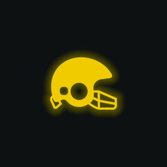 American Football yellow glowing neon icon