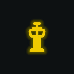 Airport Control Tower yellow glowing neon icon