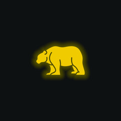 Bear yellow glowing neon icon