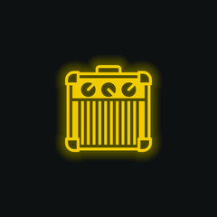 Amplifier yellow glowing neon icon
