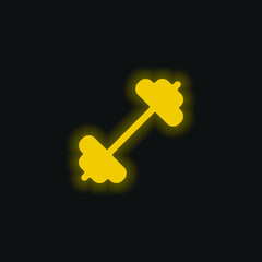 Barbell yellow glowing neon icon