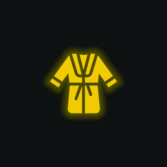 Bathrobe yellow glowing neon icon