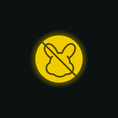 Animal Cruelty yellow glowing neon icon