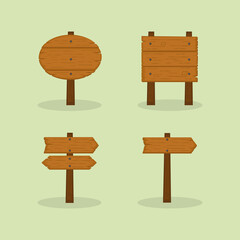 set wooden signs