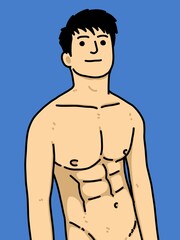 Fototapeta premium cute man cartoon on blue background