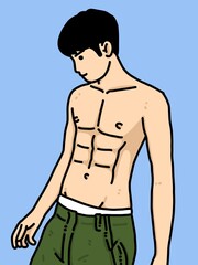 Fototapeta premium cute man cartoon on blue background