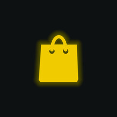 Black Shopping Bag Tool yellow glowing neon icon