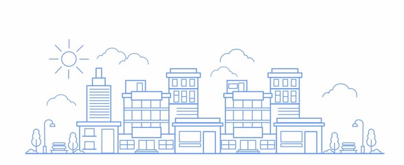 line city. Construction business concept with houses. vector illustration