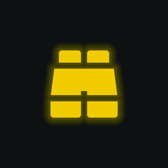 Binocular yellow glowing neon icon