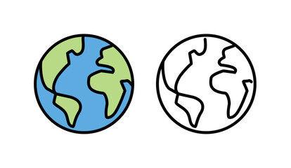 Earth vector icon in flat design. World planet symbol vector illustration