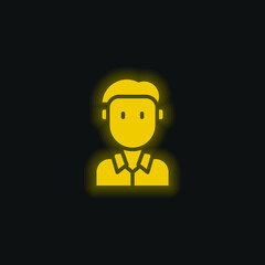 Boy yellow glowing neon icon