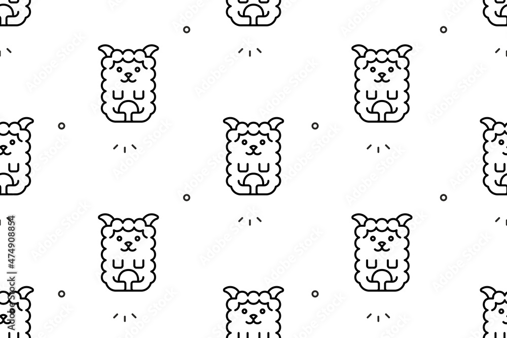 Poster Seamless pattern with Sheeps. Icon design. Template elements