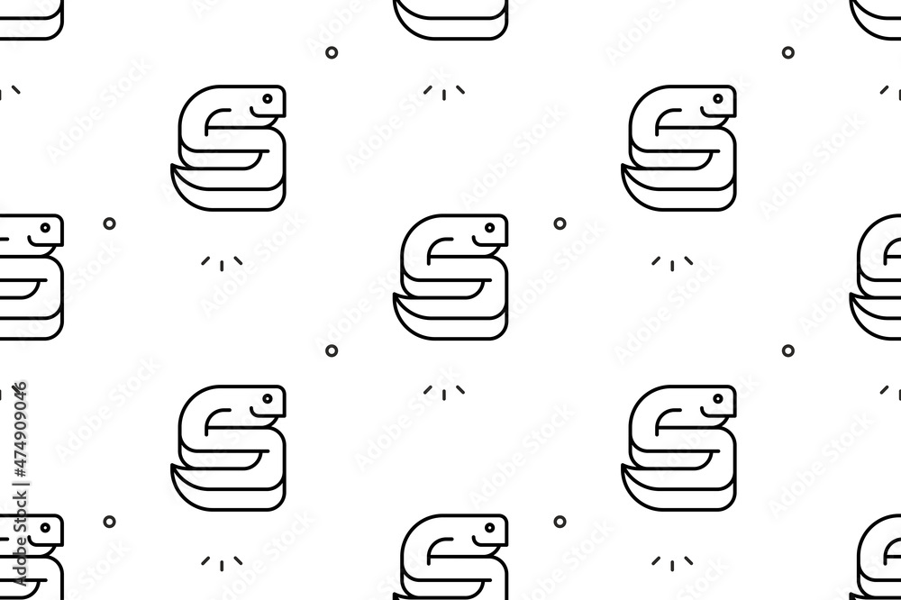 Poster seamless pattern with snakes. icon design. template elements