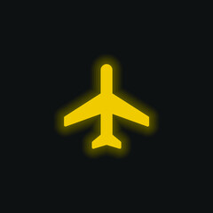 Airplane Mode yellow glowing neon icon