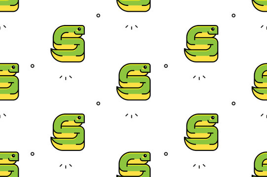 Seamless pattern with Snakes. Icon design. Template elements