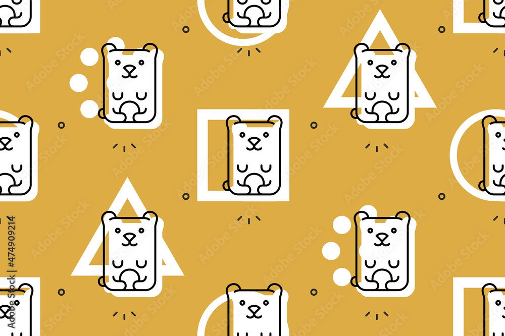Poster seamless pattern with bears. icon design. template elements