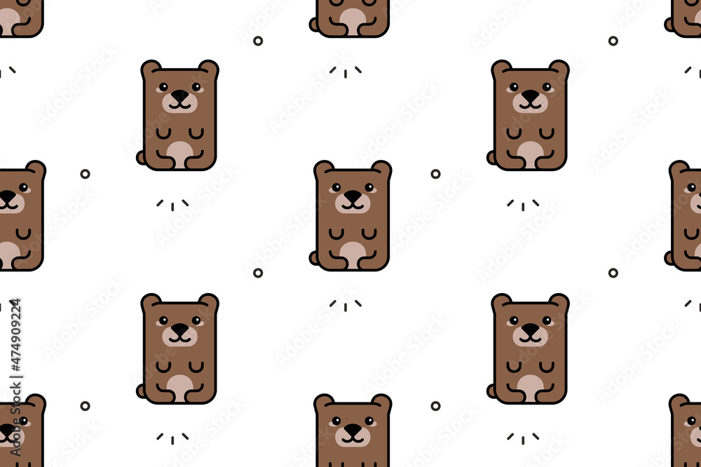 Poster seamless pattern with bears. icon design. template elements