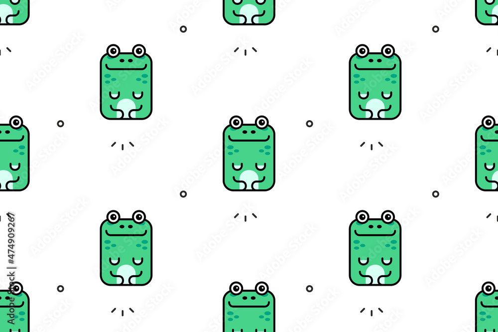 Poster seamless pattern with frogs. icon design. template elements