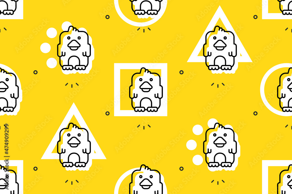 Poster seamless pattern with ducks. icon design. template elements