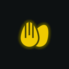 Almond yellow glowing neon icon