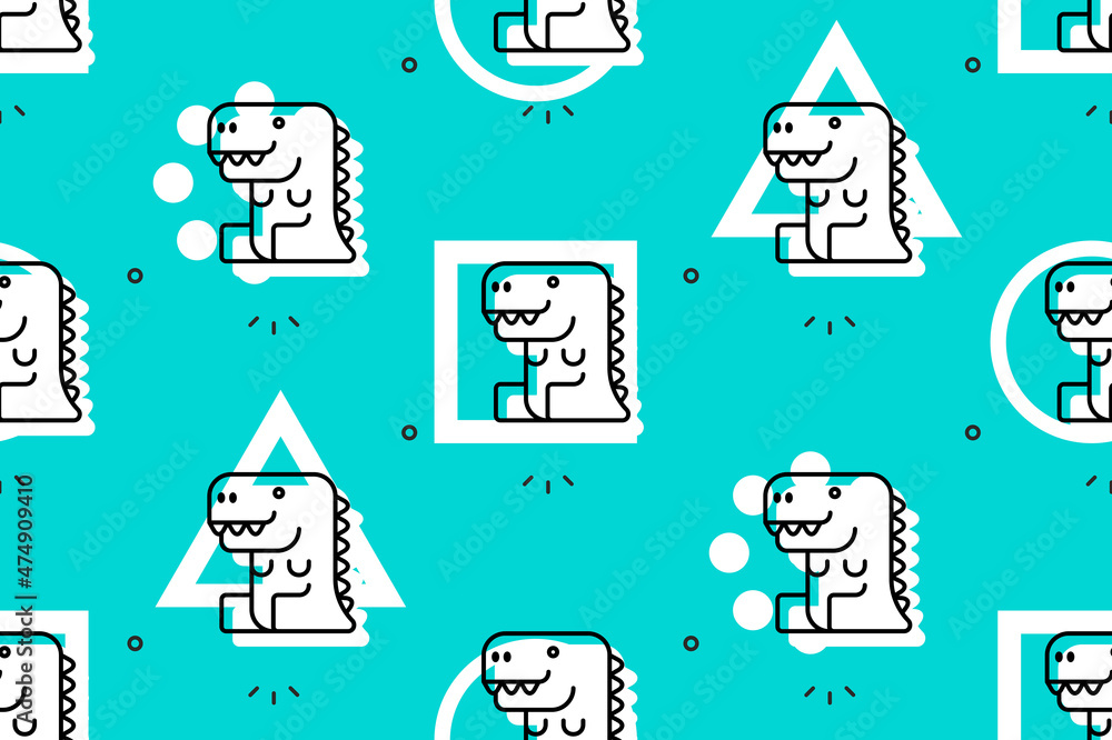Poster seamless pattern with dinosaurs. icon design. template elements