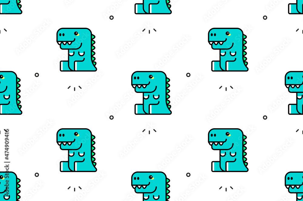 Poster seamless pattern with dinosaurs. icon design. template elements