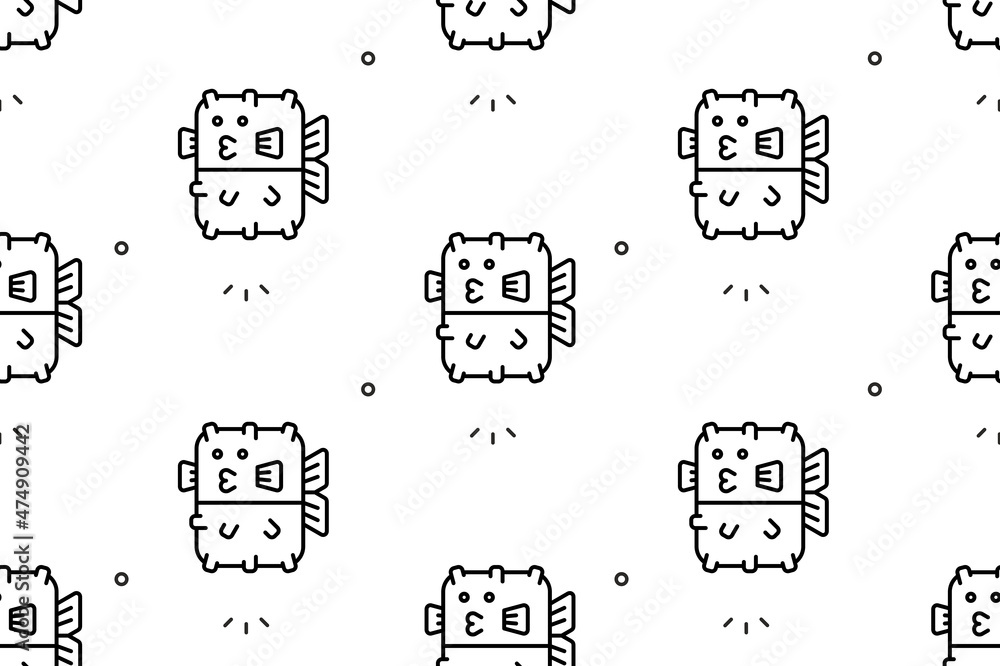 Poster seamless pattern with fishs. icon design. template elements