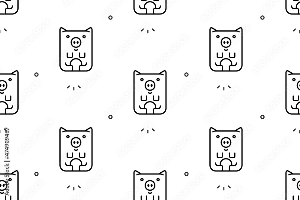 Poster seamless pattern with pigs. icon design. template elements