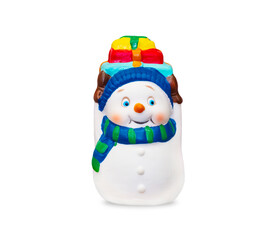 Snowman isolated on a white background. Winter character.
