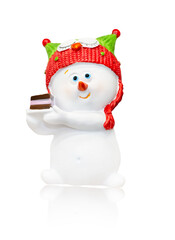 Snowman isolated on a white background. Winter character.