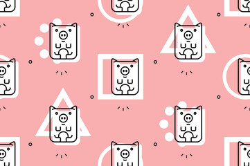 Seamless pattern with Pigs. Icon design. Template elements