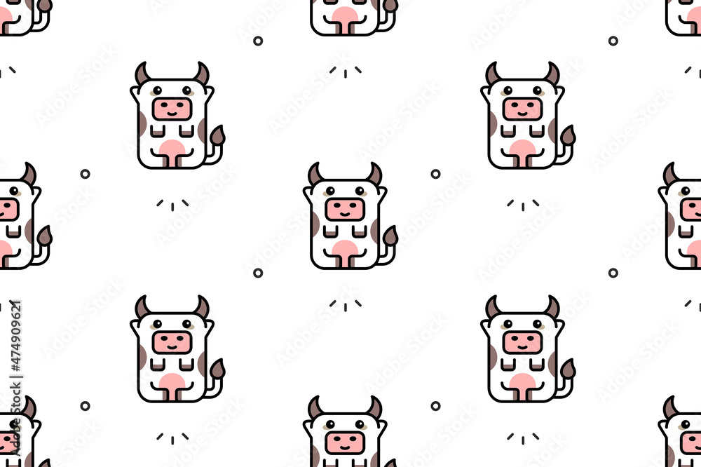 Poster seamless pattern with cows. icon design. template elements