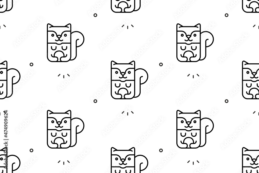 Poster seamless pattern with squirrels. icon design. template elements