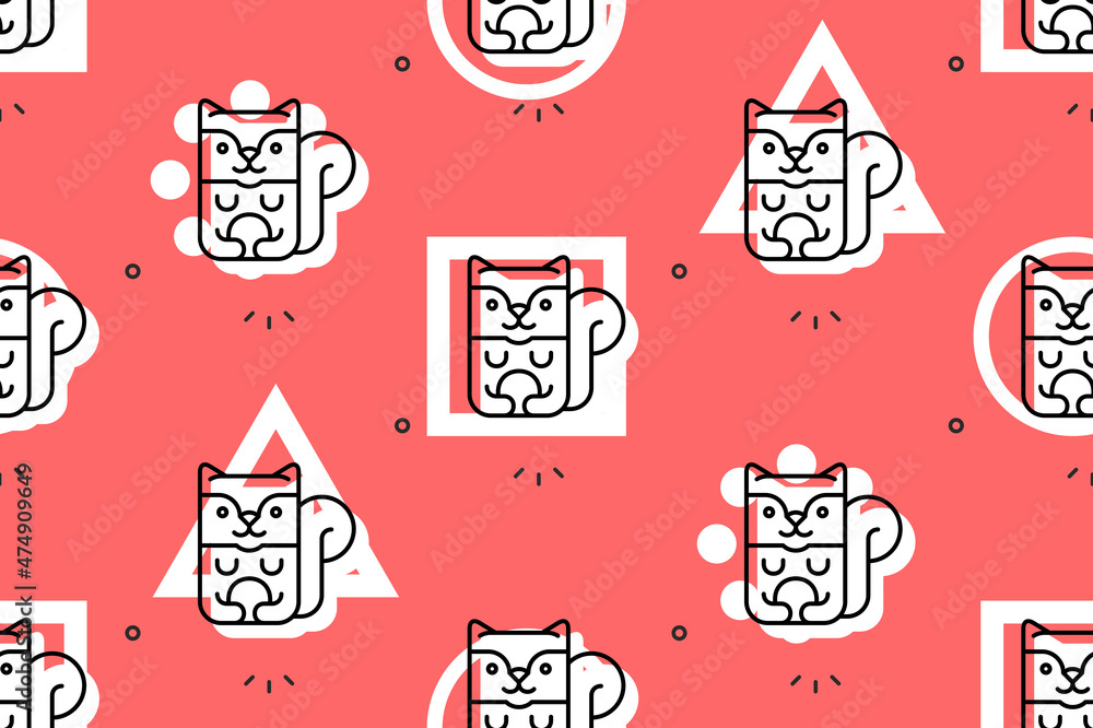 Poster seamless pattern with squirrels. icon design. template elements