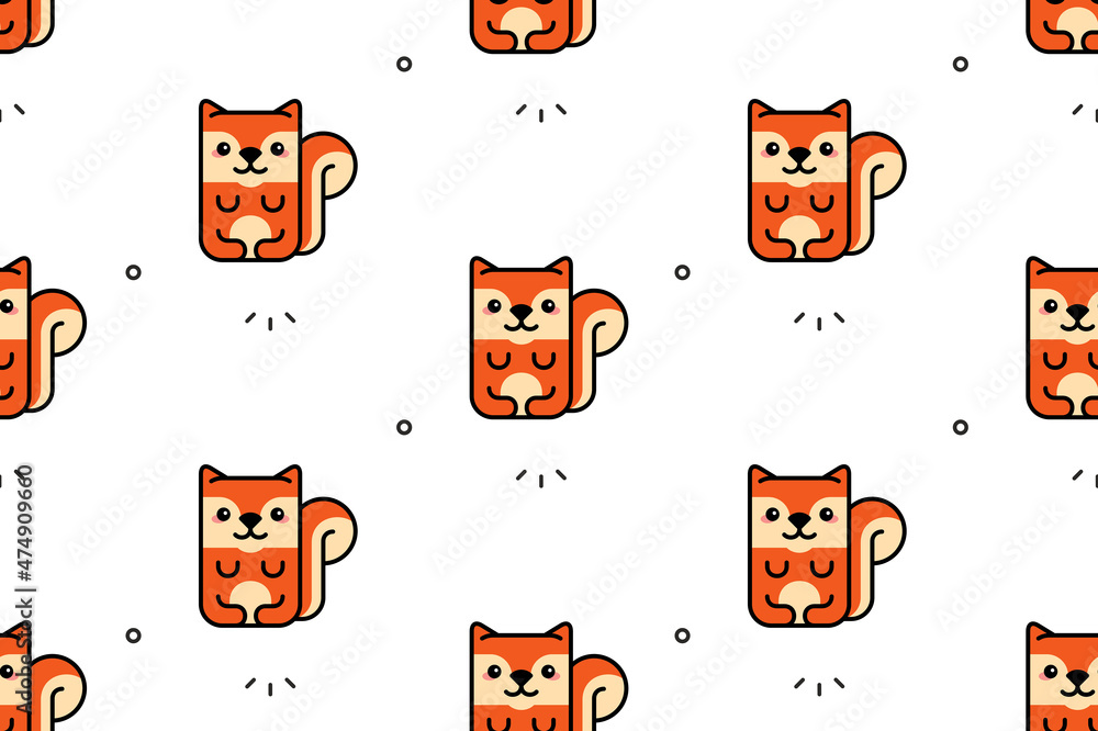 Poster seamless pattern with squirrels. icon design. template elements