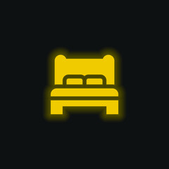 Bed yellow glowing neon icon